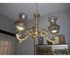 lampara de bronce con lagrimas de cristal - Imagen 3/4
