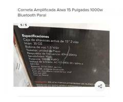 Corneta Nueva AIWA Awsp15tw de 100w con Soporte y Micrófono - Imagen 5/6