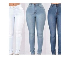 Pantalón Jeans Corte Alto De Dama Talla S M Y L - Imagen 3/4