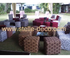 Alquiler Mobiliario Lounge, puff, mesas de madera, mesas vidrio, gazebos, sombrillas, toldos - Imagen 6/6